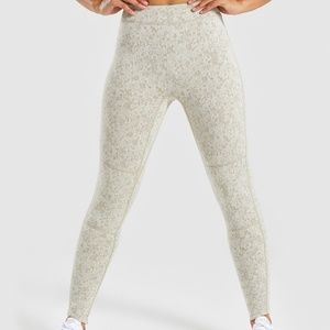 Gymshark Fleur Texture Leggings - Washed Khaki M